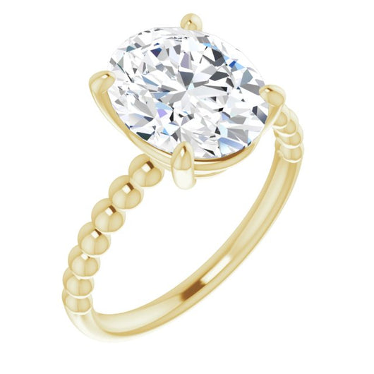 10K Yellow Gold Customizable [[Cut] Cut Solitaire with Thin Beaded-Bubble Band