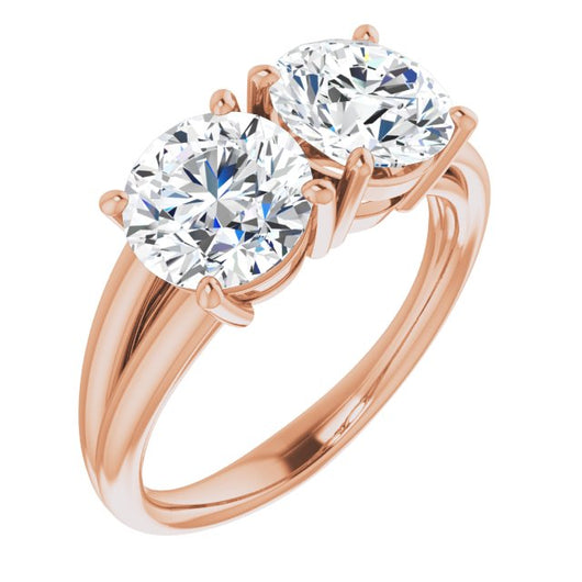 10K Rose Gold Customizable Two-Stone Round Cut with Split Band