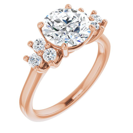 14K Rose Gold Customizable Round Cut 7-stone Prong-Set Design