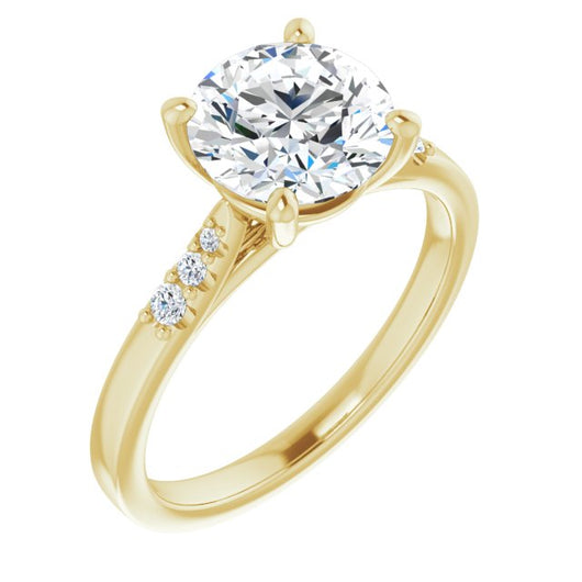 14K Yellow Gold Customizable 7-stone Round Cut Cathedral Style with Triple Graduated Round Cut Side Stones