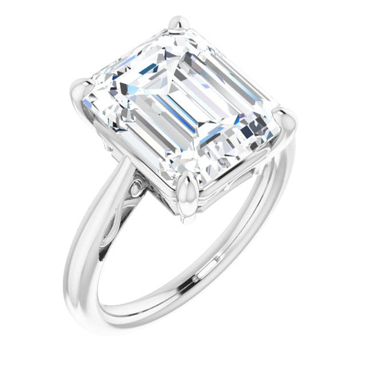 10K White Gold Customizable Emerald/Radiant Cut Solitaire with 'Incomplete' Decorations