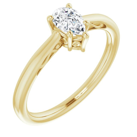 10K Yellow Gold Customizable Pear Cut Solitaire with 'Incomplete' Decorations