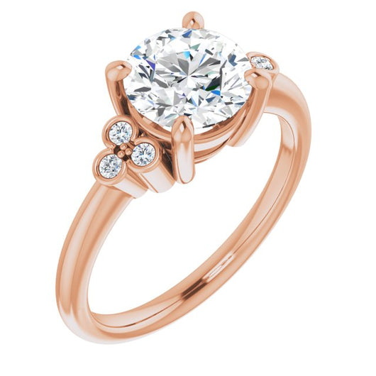 10K Rose Gold Customizable 7-stone Round Cut Center with Round-Bezel Side Stones