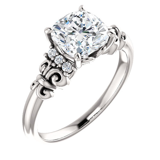 10K White Gold Customizable 7-stone Cushion Cut Design with Vertical Round-Channel Accents