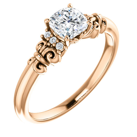 10K Rose Gold Customizable 7-stone Cushion Cut Design with Vertical Round-Channel Accents