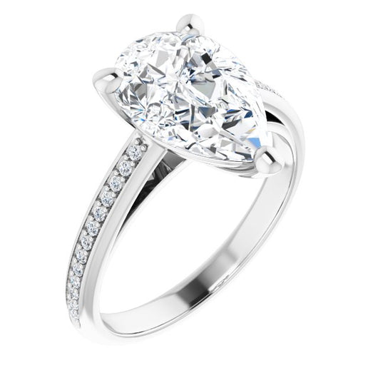 10K White Gold Customizable Cathedral-set Pear Cut Style with Shared Prong Band