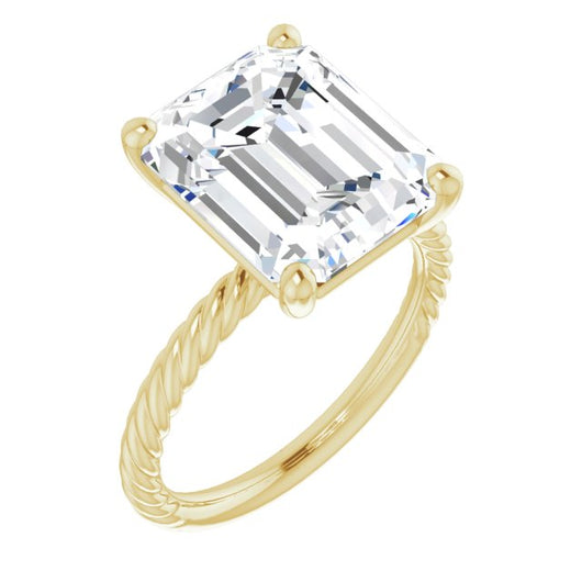 10K Yellow Gold Customizable [[Cut] Cut Solitaire featuring Braided Rope Band