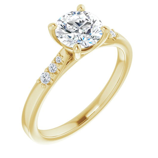 10K Yellow Gold Customizable 7-stone Round Cut Cathedral Style with Triple Graduated Round Cut Side Stones