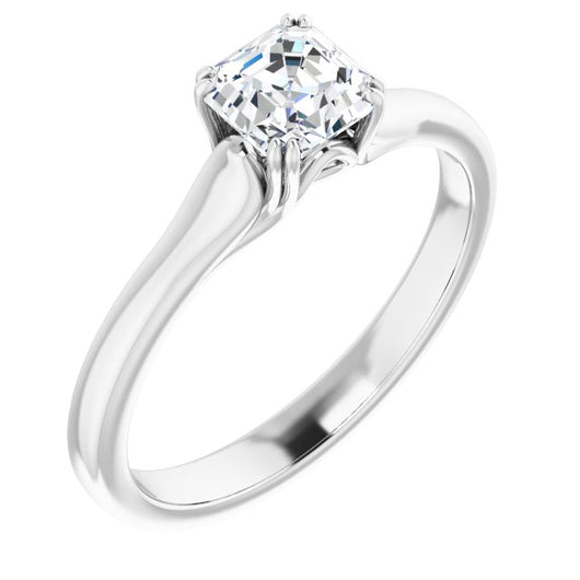 10K White Gold Customizable Asscher Cut Solitaire with Under-trellis Design