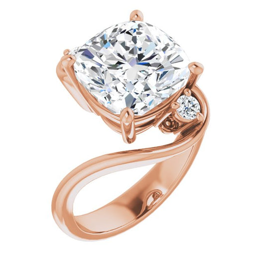 10K Rose Gold Customizable 3-stone Cushion Cut Setting featuring Artisan Bypass