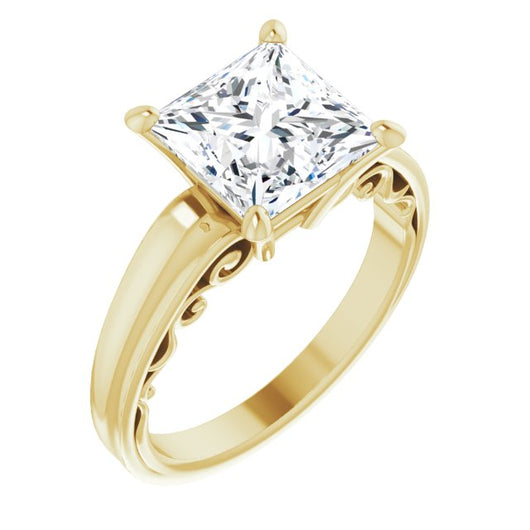 10K Yellow Gold Customizable Princess/Square Cut Solitaire