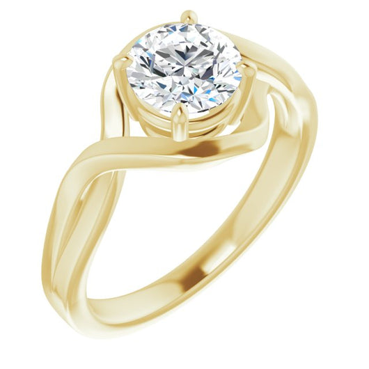 10K Yellow Gold Customizable Round Cut Hurricane-inspired Bypass Solitaire