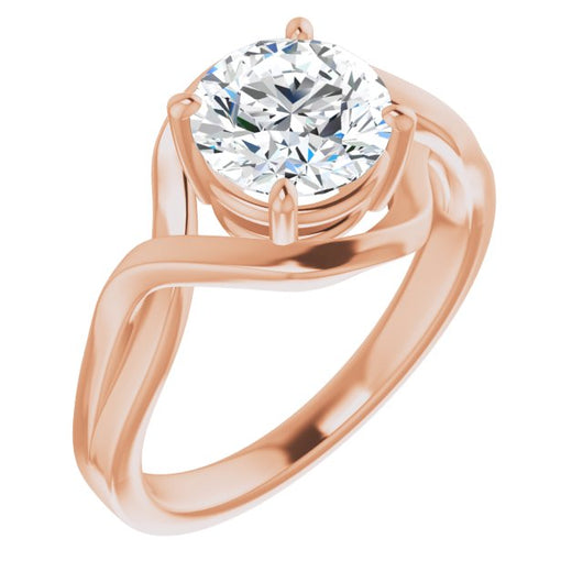 10K Rose Gold Customizable Round Cut Hurricane-inspired Bypass Solitaire