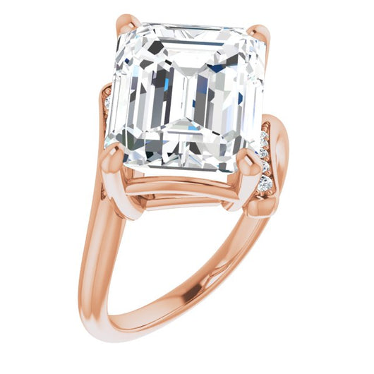 10K Rose Gold Customizable 11-stone Emerald/Radiant Cut Design with Bypass Channel Accents