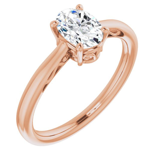 10K Rose Gold Customizable Oval Cut Solitaire with 'Incomplete' Decorations