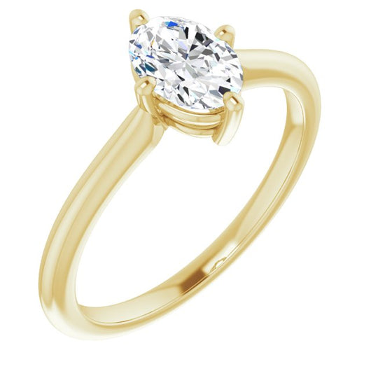 10K Yellow Gold Customizable Oval Cut Solitaire with Raised Prong Basket