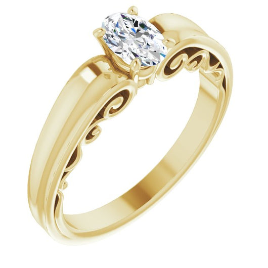 10K Yellow Gold Customizable Oval Cut Solitaire