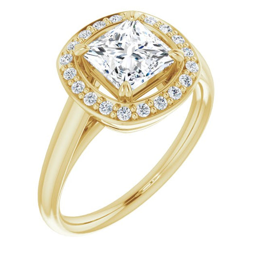 10K Yellow Gold Customizable Princess/Square Cut Design with Loose Halo