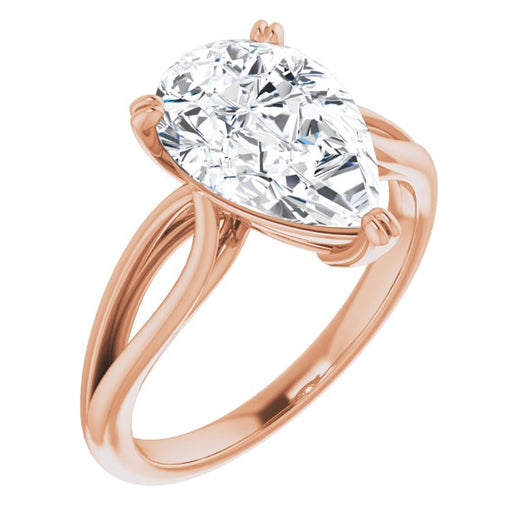 10K Rose Gold Customizable Pear Cut Solitaire with Wide-Split Band