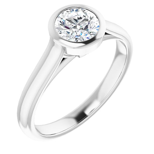 10K White Gold Customizable Cathedral-Bezel Round Cut 7-stone "Semi-Solitaire" Design