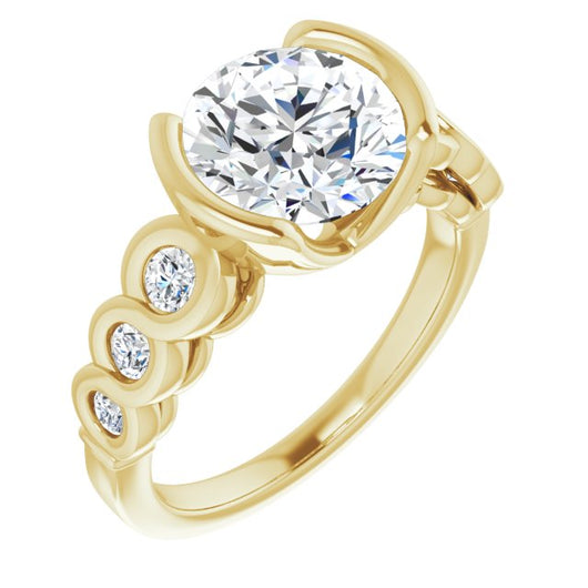 10K Yellow Gold Customizable 7-stone Round Cut Design with Interlocking Infinity Band