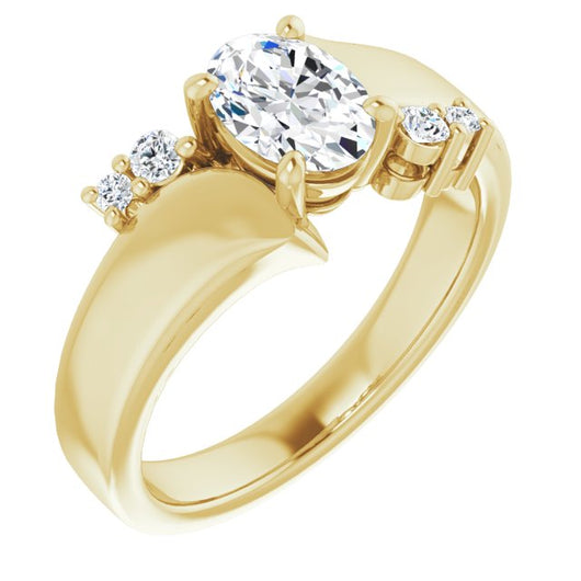 10K Yellow Gold Customizable 5-stone Oval Cut Style featuring Artisan Bypass