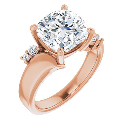 10K Rose Gold Customizable 5-stone Cushion Cut Style featuring Artisan Bypass