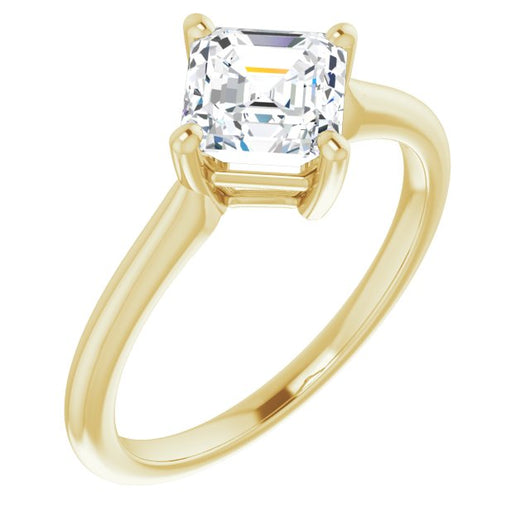 10K Yellow Gold Customizable Asscher Cut Solitaire with Raised Prong Basket