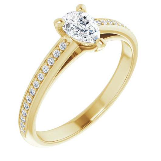 10K Yellow Gold Customizable Cathedral-set Pear Cut Style with Shared Prong Band