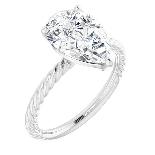 10K White Gold Customizable [[Cut] Cut Solitaire featuring Braided Rope Band