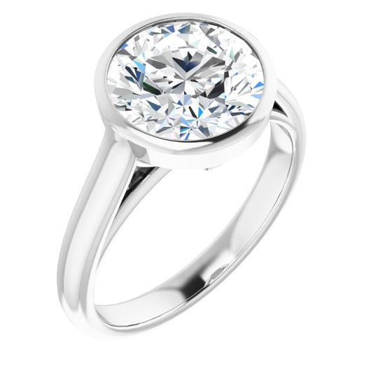 10K White Gold Customizable Cathedral-Bezel Round Cut 7-stone "Semi-Solitaire" Design