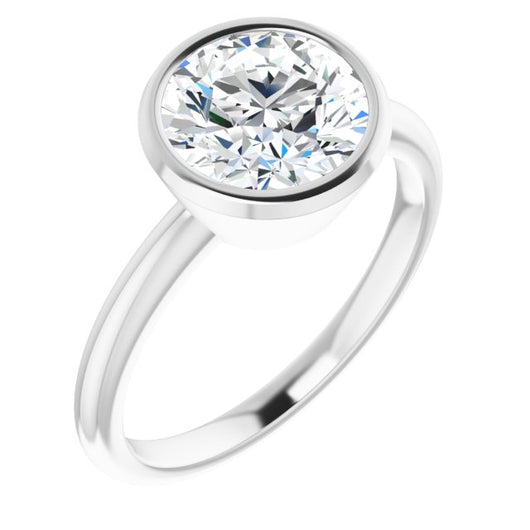 14K White Gold Customizable Bezel-set Round Cut Solitaire with Thin Band