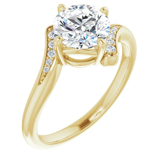 10K Yellow Gold Customizable 11-stone Round Cut Design with Bypass Channel Accents