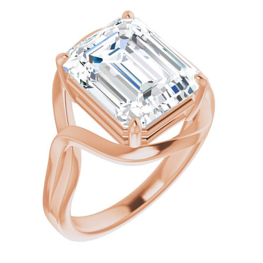 10K Rose Gold Customizable Emerald/Radiant Cut Hurricane-inspired Bypass Solitaire