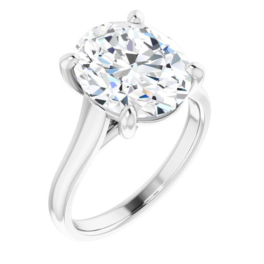 10K White Gold Customizable Oval Cut Cathedral-Prong Solitaire with Decorative X Trellis