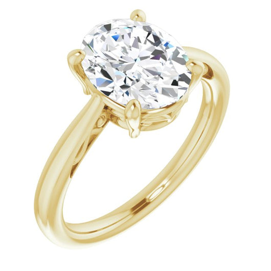 10K Yellow Gold Customizable Oval Cut Solitaire with 'Incomplete' Decorations