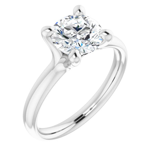 10K White Gold Customizable Round Cut Fabulous Solitaire