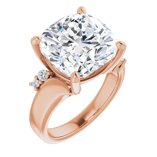 10K Rose Gold Customizable 5-stone Cushion Cut Style featuring Artisan Bypass