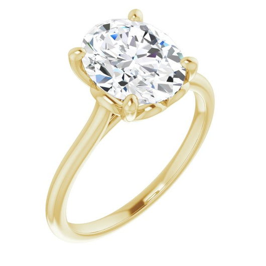 10K Yellow Gold Customizable Cathedral-style Oval Cut Solitaire with Decorative Heart Prong Basket