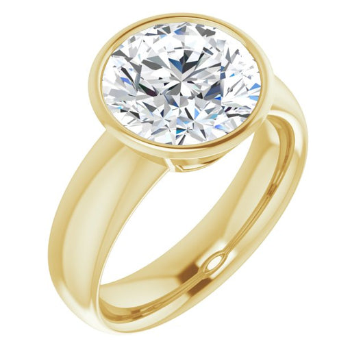 10K Yellow Gold Customizable Bezel-set Round Cut Solitaire with Wide Band