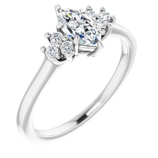 10K White Gold Customizable Marquise Cut 7-stone Prong-Set Design