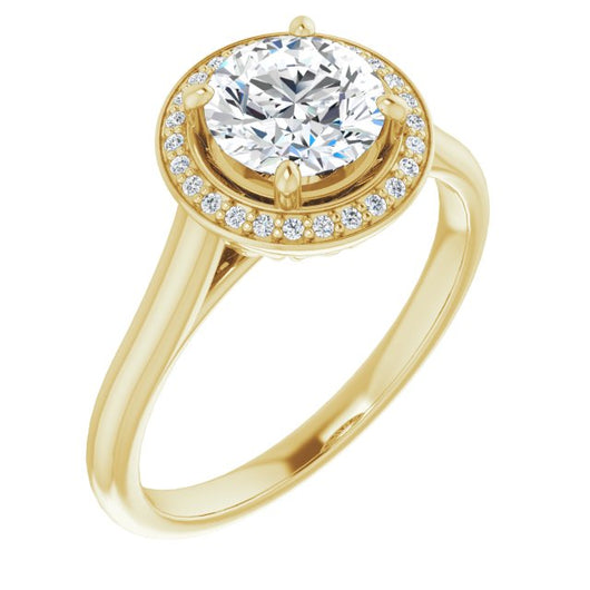 10K Yellow Gold Customizable Cathedral-Raised Round Cut Halo Style