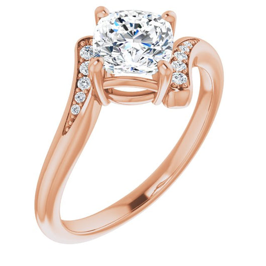 10K Rose Gold Customizable 11-stone Cushion Cut Design with Bypass Channel Accents