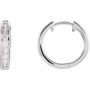 Cubic Zirconia Earrings- 0.50 Carat Round Channel Set Hinged Hoop Earring Set