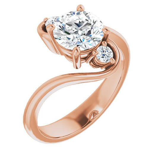 10K Rose Gold Customizable 3-stone Round Cut Setting featuring Artisan Bypass