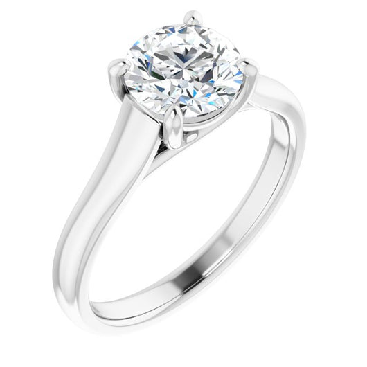 10K White Gold Customizable Round Cut Cathedral-Prong Solitaire with Decorative X Trellis