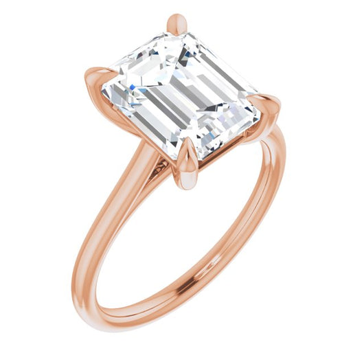 10K Rose Gold Customizable Classic Cathedral Emerald/Radiant Cut Solitaire