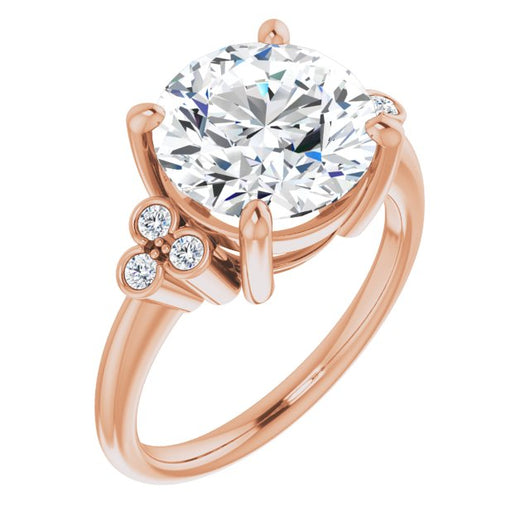 10K Rose Gold Customizable 7-stone Round Cut Center with Round-Bezel Side Stones