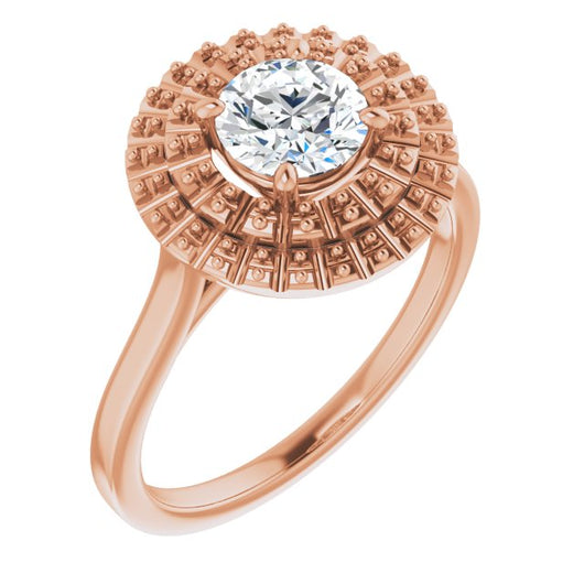 10K Rose Gold Customizable Cathedral-set Round Cut Design with Double Halo