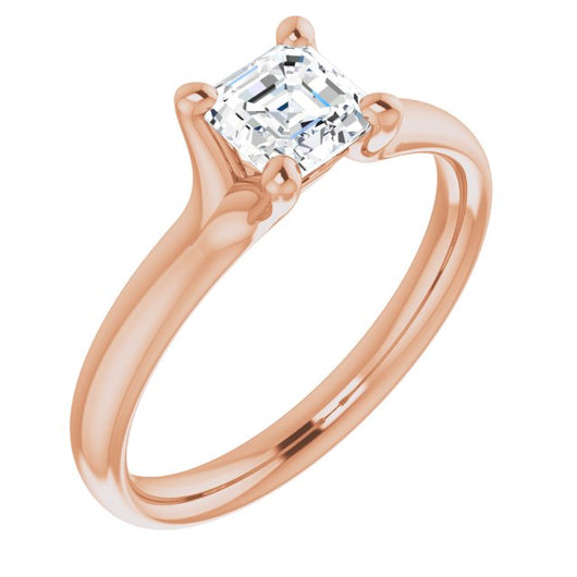 10K Rose Gold Customizable Asscher Cut Fabulous Solitaire